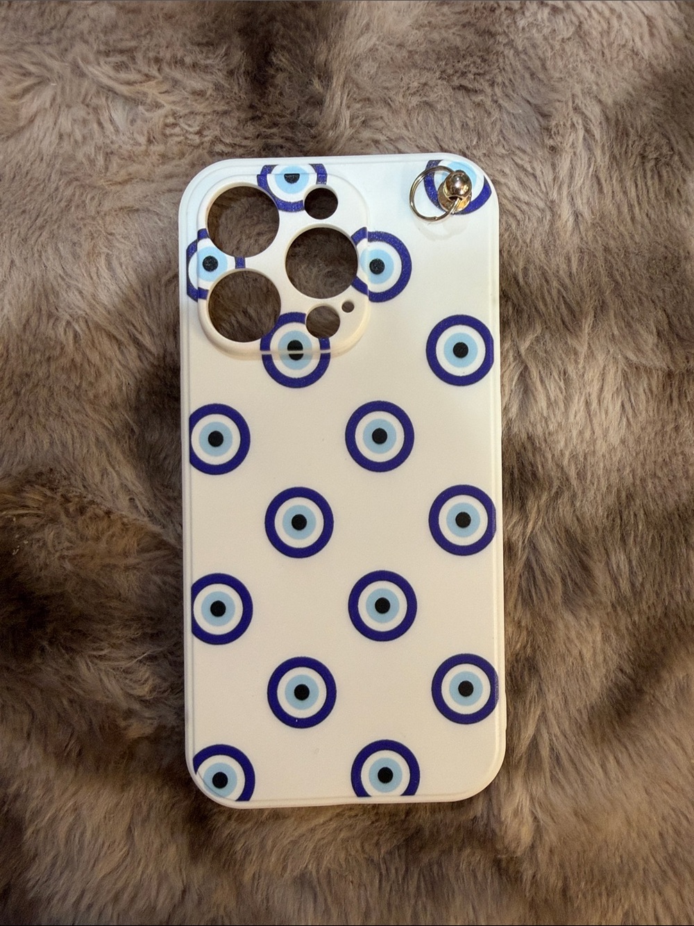iPhone 16pro : Evil Eye Pattern iPhone Case - White & Blue